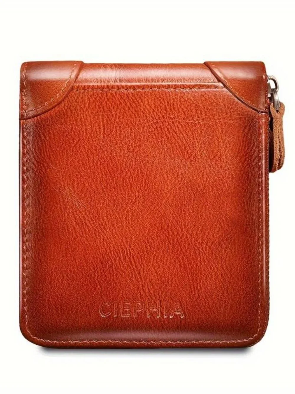 Genuine Leather Zipper Wallet Large Capacity Men's Bifold